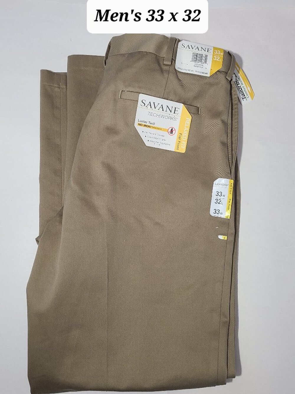 Savane Tech Works Luster Twill Khakis Men’s 32x32 NWT ($65 Msrp)